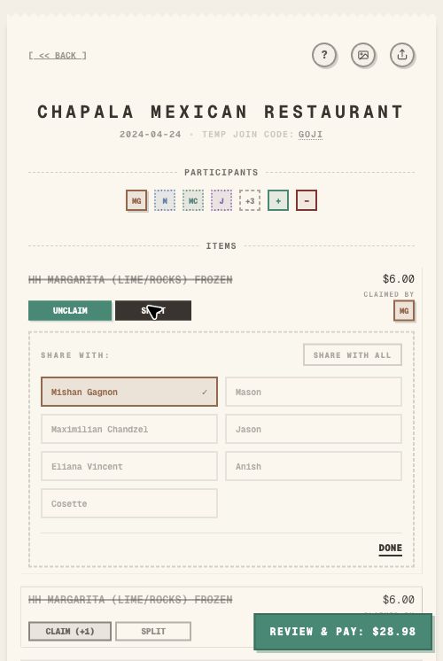 Mobile split assignment panel in TabChop